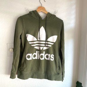 Green Adidas Originals Trefoil Logo Hoodie Sweatshirt Athleisure